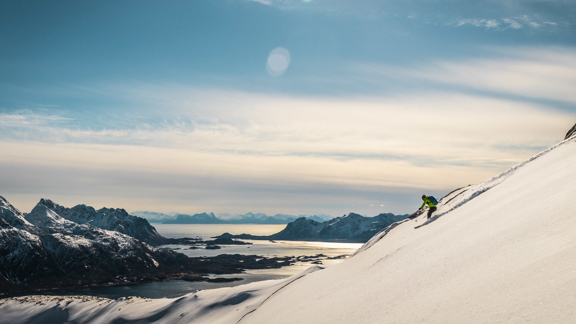 Abfahrt Bis Zum Fjord Auf Den Lofoten Inseln Mit Bergfu Hrer